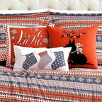Cozy Cottage Red Pink and Blue Reversible Microfiber Comforter Set - Soft Down Alternative Bedding with Pillow Shams