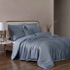 Noble Tencel Lyocell Reversible Comforter Set - Smooth Silky Bedding with Euro Shams and Decorative Pillows